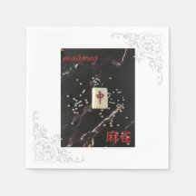 Guardanapo asiático mahjong com o Dragão Vermelho