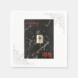 Guardanapo asiático mahjong com o Dragão Vermelho