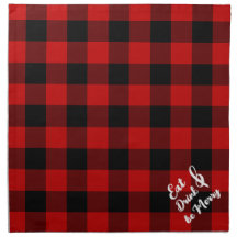 Búfalo Negro Vermelho Gingham Cheque Napkin
