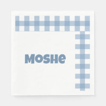 Guardanapo de aniversário de gingham azul