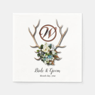 Guardanapo de casamento Rustic Antler Papel Napkin