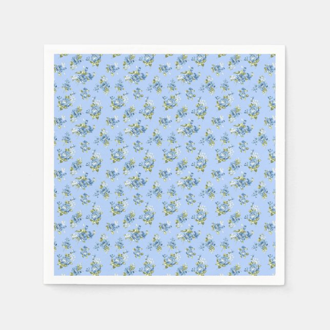 Guardanapo de Cocktail de Papel Rosa Azul Dainty C (Frente)