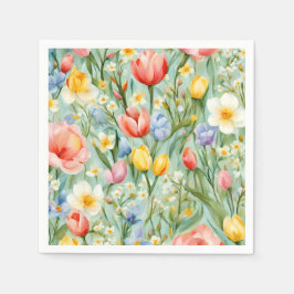 Guardanapo De Papel С terrível Campo Floral Primavera. Pintura