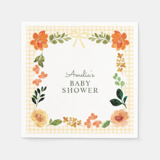 Guardanapo De Papel 016 Marigold Floral Xadrez Chá de Bebê