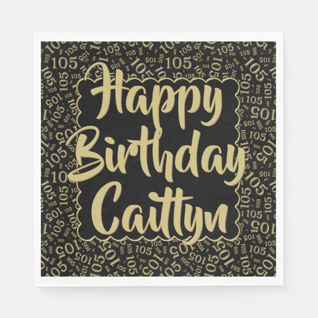 Guardanapo De Papel 05 Escalas de Padrão de Número de Aniversário Dour (Frente)