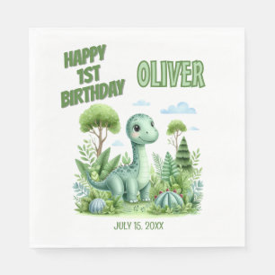 Guardanapo De Papel 1º Aniversário do Bebê Dinossauro