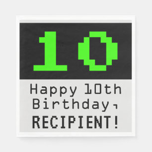 Guardanapo De Papel 10º aniversário - Estilo Nerdy / Geeky "10" & No
