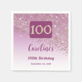 Guardanapo De Papel 100º Aniversário, Bonito Rosa Dourada