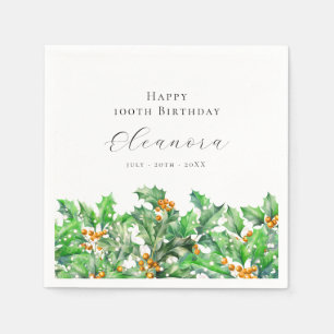 Guardanapo De Papel 100º Aniversário do Dia de dezembro Holly Flower