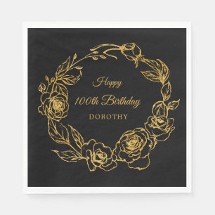 Guardanapo De Papel 100º aniversário Luxe Dourado Rosa preto