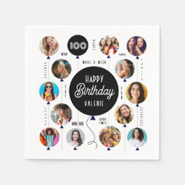 Guardanapo De Papel 100º Balões de Foto de Aniversário