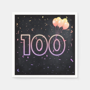 Guardanapo De Papel 100º Sinal de Neon de Aniversário em Nápoles Ne