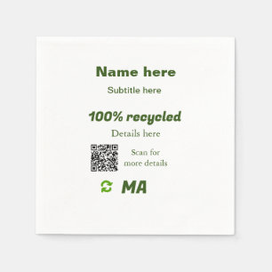 Guardanapo De Papel 100% de reciclado adicionar código Q R aqui nome c