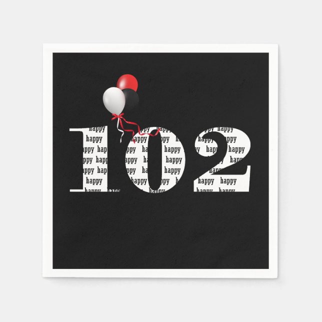 Guardanapo De Papel 102º balões de Festa de aniversário (Frente)