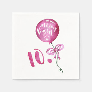 Guardanapo De Papel 10o Menina do aniversário, presentes das meninas
