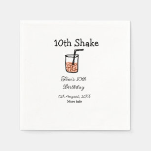 Guardanapo De Papel 10th Shake 10th feliz aniversário, milkshake scrib