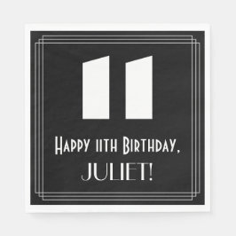 Guardanapo De Papel 11 Aniversário: Art Deco Inspirou "11" + Nome