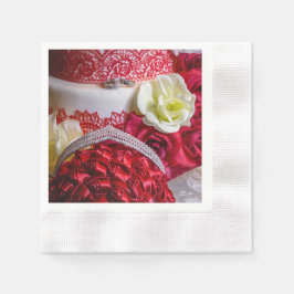 Guardanapo De Papel 1242-Bolo, Buquê e Anéis de Casamento