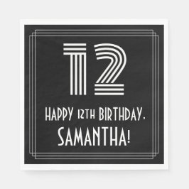 Guardanapo De Papel 12 Aniversário: Art Deco Inspirou "12" + Nome