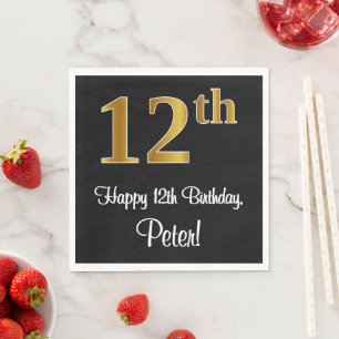 Guardanapo De Papel 12 Birthday ~ Elegante Luxurioso Faux Dourado apar