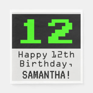 Guardanapo De Papel 12 Birthday - Estilo Nerdy / Geeky "12" & Nome