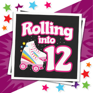 Guardanapo De Papel 12 Birthday Roller Skating 12 Anos Antiga Skate