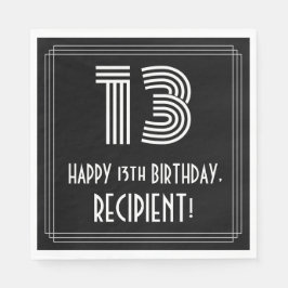Guardanapo De Papel 13 Aniversário: Art Deco Inspirou "13" + Nome