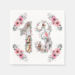 Guardanapo De Papel 13 Birthday Girl Flower Collage White