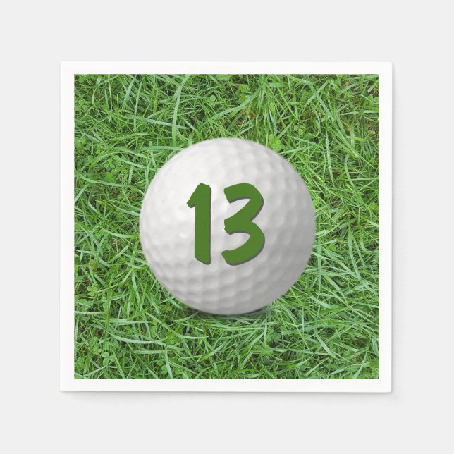 Guardanapo De Papel 13 Birthday Golf Ball em Grass Napkins (Frente)