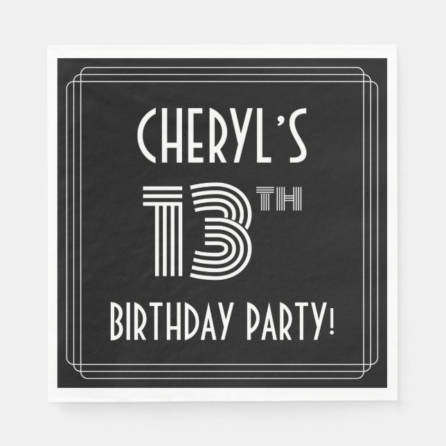 Guardanapo De Papel 13 Festa de aniversário: Estilo de Deco de Arte +  (Frente)