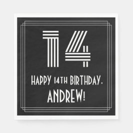 Guardanapo De Papel 14 Aniversário: Art Deco Inspirou "14" + Nome