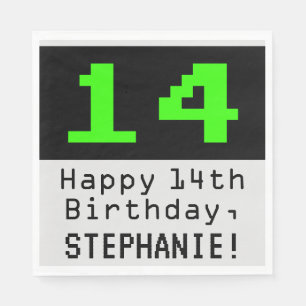 Guardanapo De Papel 14 Birthday - Estilo Nerdy / Geeky "14" & Nome