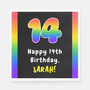 Guardanapo De Papel 14th Birthday: Rainbow Spectrum # 14, Custom Name