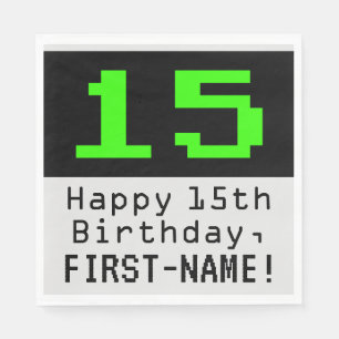 Guardanapo De Papel 15 Birthday - Estilo Nerdy / Geeky "15" & Nome