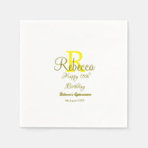 15 Feliz Aniversário Amarelo Apelido Monograma Mod