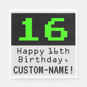 Guardanapo De Papel 16º aniversário - Estilo Nerdy / Geeky "16" & No