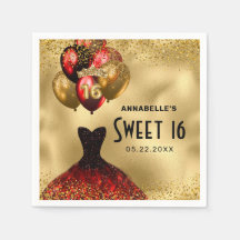 16.º Aniversário Dourado Vestido Vermelho Glitter 