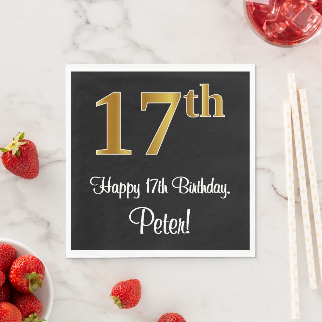 Guardanapo De Papel 17º aniversário ~ Legant Luxurious Faux Dourado Lo (Insitu)