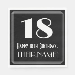 Guardanapo De Papel 18º Aniversário ~ Arte Deco Inspirou "18", Nome