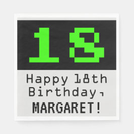 Guardanapo De Papel 18º aniversário - Estilo Nerdy / Geeky "18" & Nome