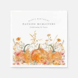 Guardanapo De Papel 18º aniversário feliz Pumpkin Wildflower