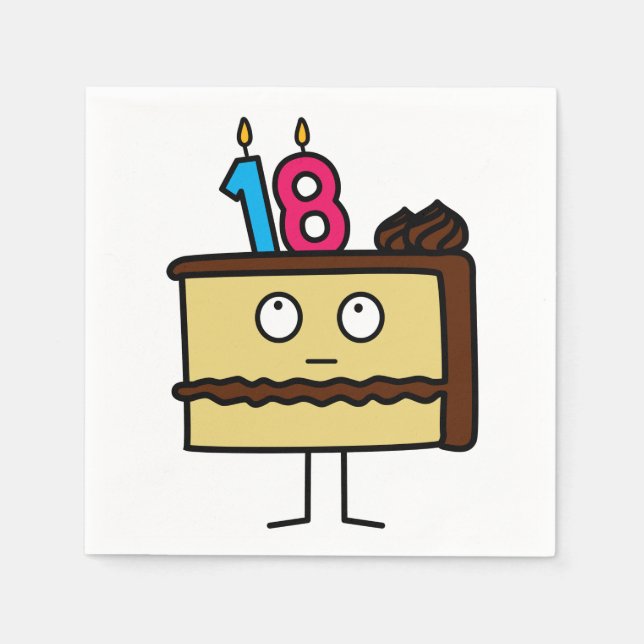 Guardanapo De Papel 18º Bolo de Aniversário com Velas (Frente)
