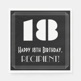 Guardanapo De Papel 18.º aniversário: Art Deco Inspirou "18" + Nome