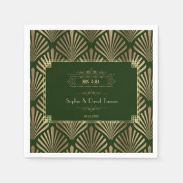 Guardanapo De Papel 1920 de Deco de Arte Verde Dourada Glamorosa I