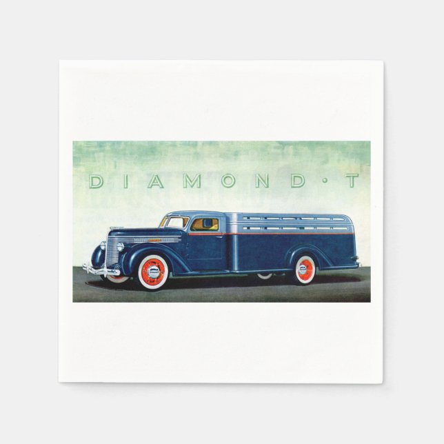Guardanapo De Papel 1937 caminhão azul Diamond T (Frente)