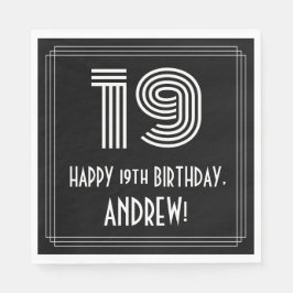 Guardanapo De Papel 19.º Aniversário: Art Deco Inspirou "19" + Nome