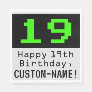 Guardanapo De Papel 19.º aniversário - Estilo Nerdy / Geeky "19" & N