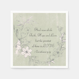 Guardanapo De Papel 1 Corinthians 13:13 Fé Esperança Amor Simples Flor