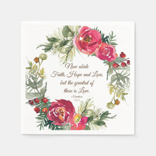 Guardanapo De Papel 1 Corinthians 13:13 Rosas vermelhas, coroa de Nata