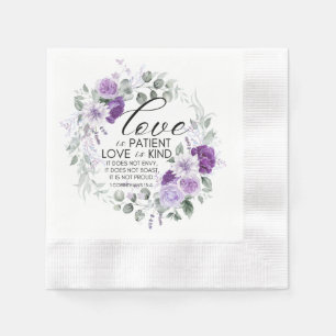 Guardanapo De Papel 1 Corinthians 13:4 O amor é Violeta Paciente Flora